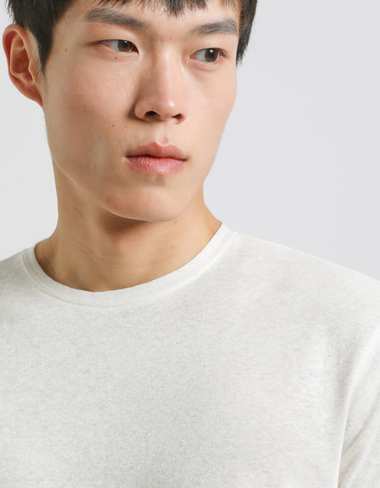 T-shirt misto lino|Colore:Off white