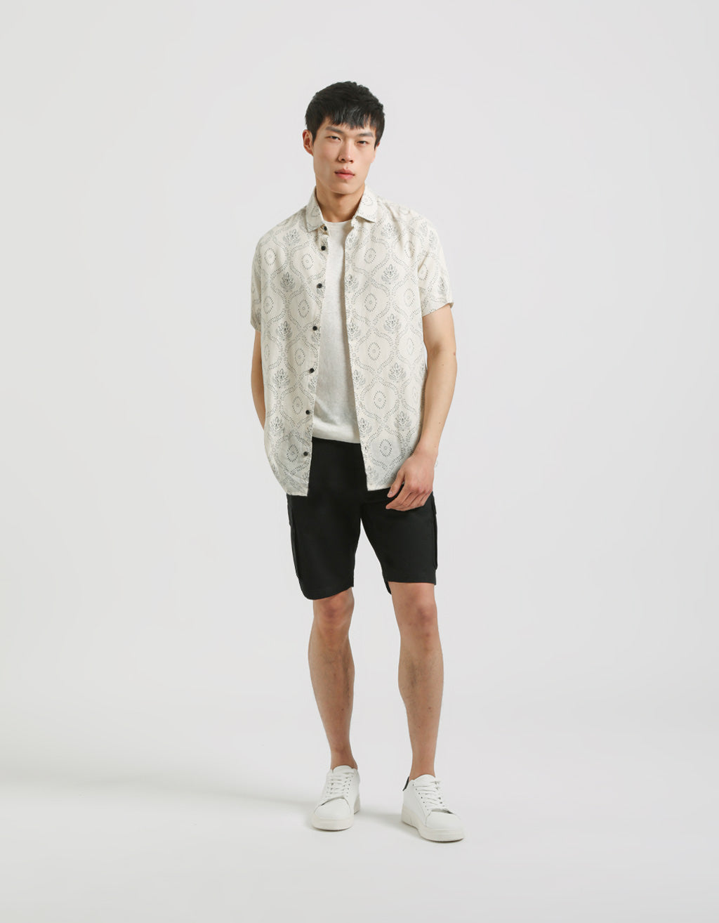 T-shirt misto lino|Colore:Off white