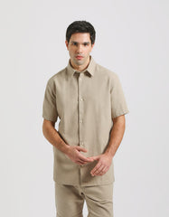 Cotton-blend half-sleeved shirt