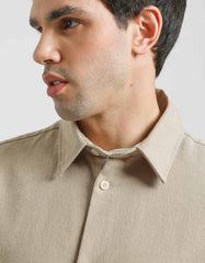 Cotton-blend half-sleeved shirt