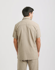 Cotton-blend half-sleeved shirt