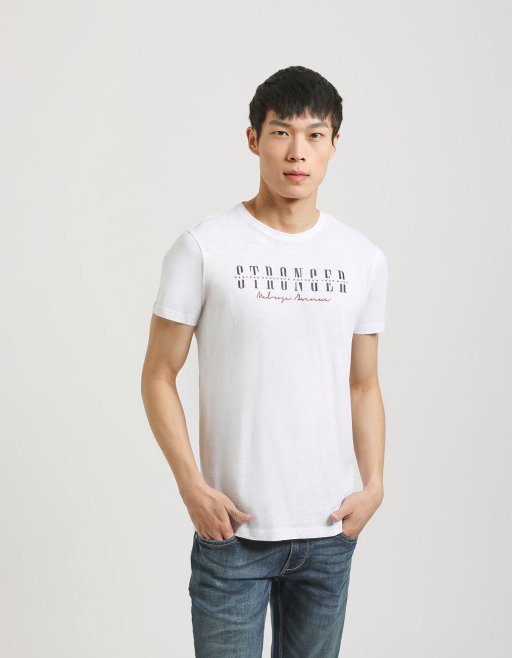 T-shirt 100% cotone con stampa|Colore:Bianco