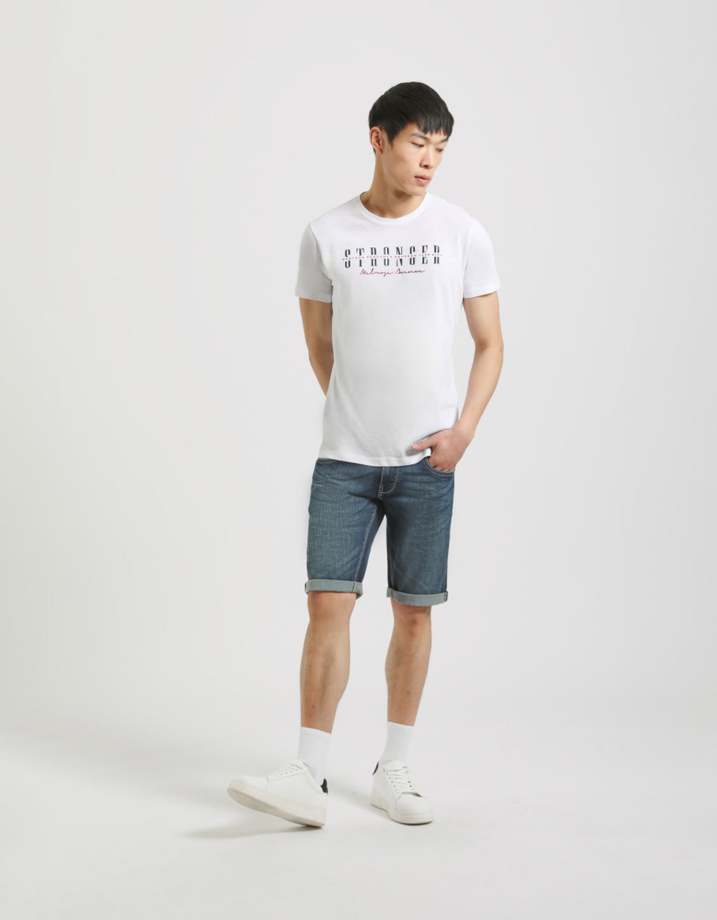 T-shirt 100% cotone con stampa|Colore:Bianco