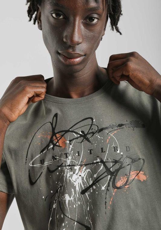 T-shirt 100% cotone con stampa|Colore:Salvia