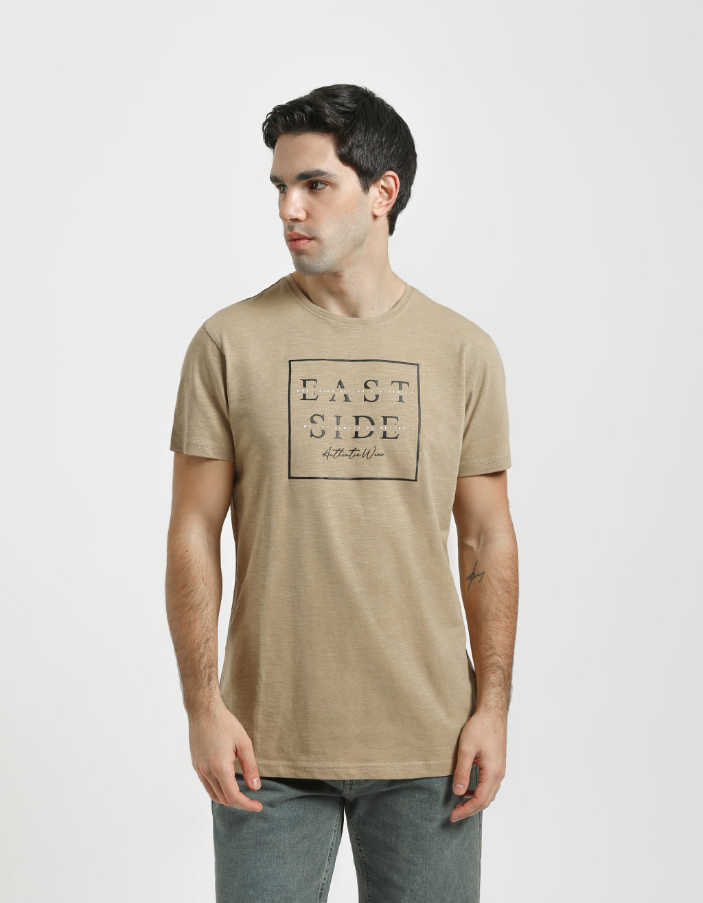 T-shirt 100% cotone con stampa|Colore:Beige