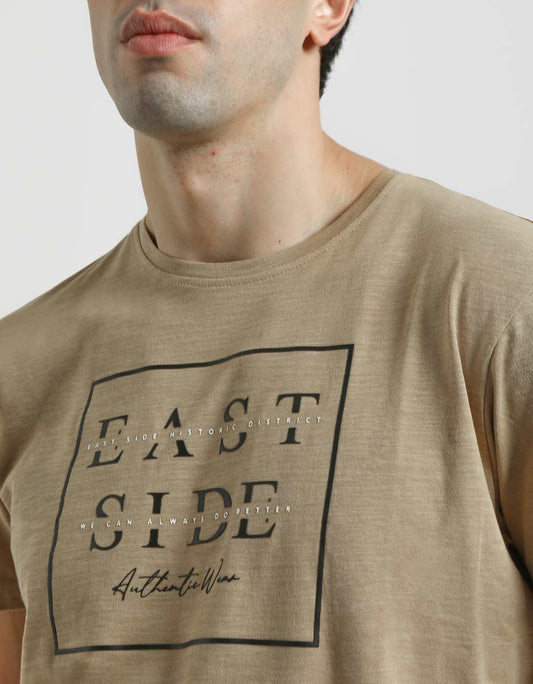 T-shirt 100% cotone con stampa|Colore:Beige