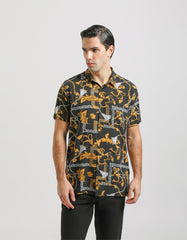 Patterned viscose half sleeve shirt