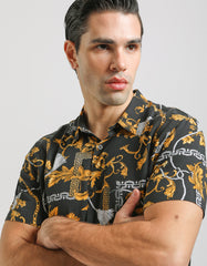 Patterned viscose half sleeve shirt