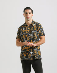Patterned viscose half sleeve shirt