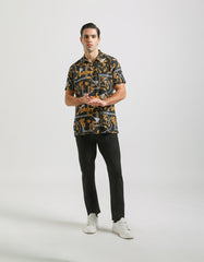 Patterned viscose half sleeve shirt