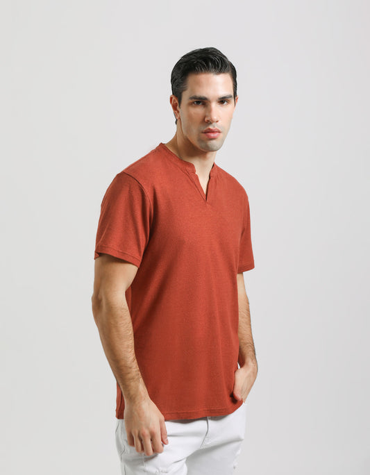 T-shirt con scollo a V|Colore:Rame