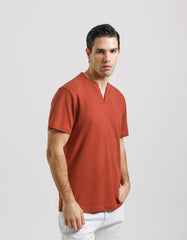 T-shirt con scollo a V|Colore:Rame