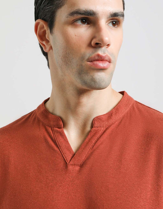 T-shirt con scollo a V|Colore:Rame