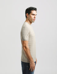 Plaid knit T-shirt