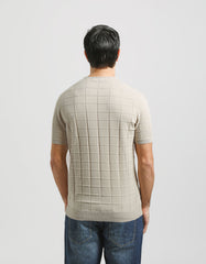 Plaid knit T-shirt