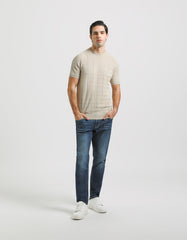 Plaid knit T-shirt