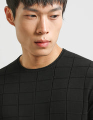Plaid knit T-shirt