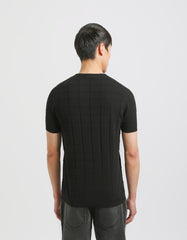 Plaid knit T-shirt