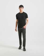 Plaid knit T-shirt