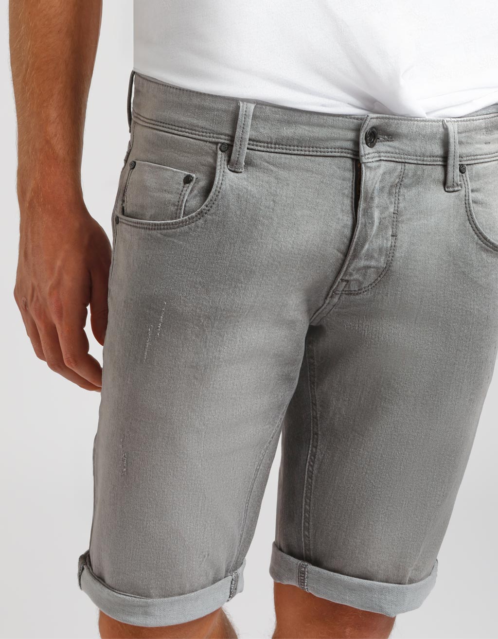 Bermuda di jeans slim fit grigio|Colore:Jeans grigio