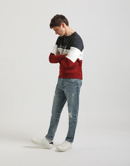 Felpa girocollo colorblock