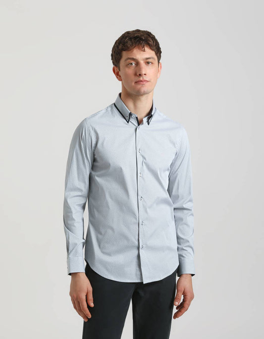 Cotton micro-patterned shirt
