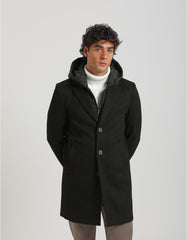 3 button hooded coat