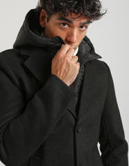 3 button hooded coat