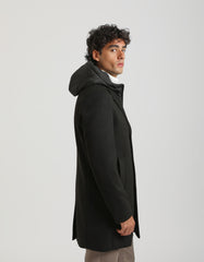3 button hooded coat