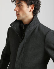 Mock neck coat with patterned