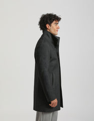 Mock neck coat with patterned