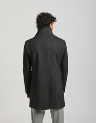 Mock neck coat with patterned