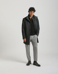 Mock neck coat with patterned