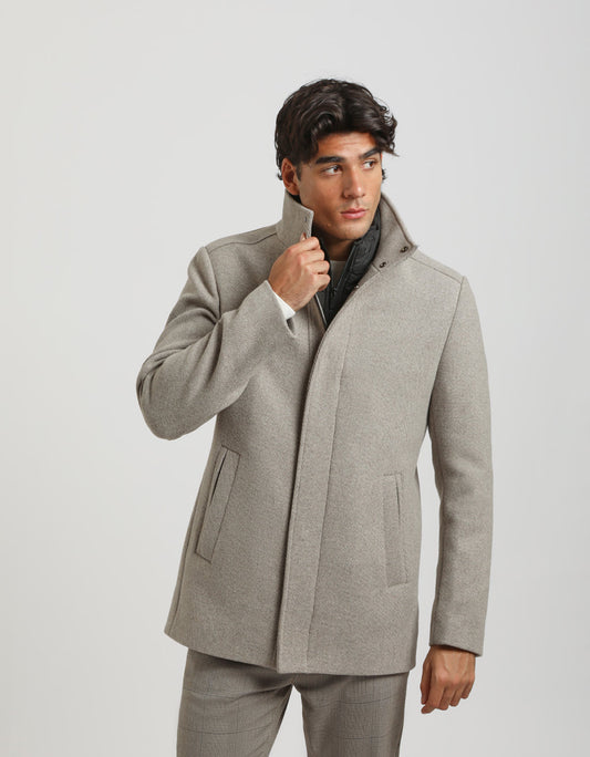 Mock neck coat