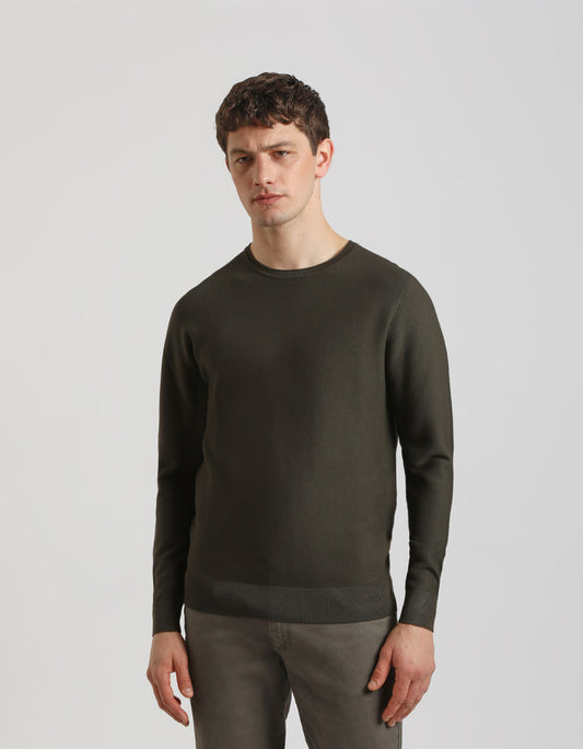 Structured crew-neck jersey