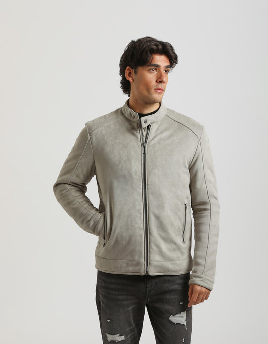 Giubbotto biker effetto pelle