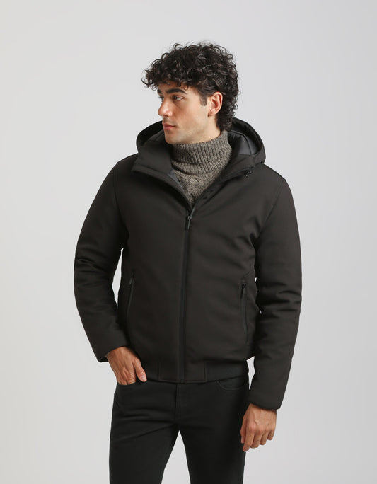 Hooded padded bomber jacket
