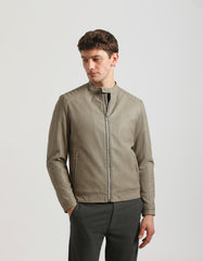 Faux leather jacket with marbled effect