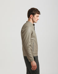 Faux leather jacket with marbled effect