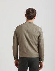 Faux leather jacket with marbled effect