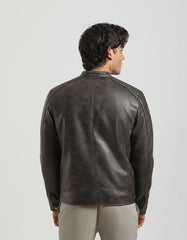 Faux leather jacket with marbled effect