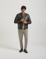 Faux leather jacket with marbled effect