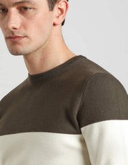 Colourblock viscose crew-neck sweater
