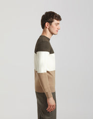 Colourblock viscose crew-neck sweater