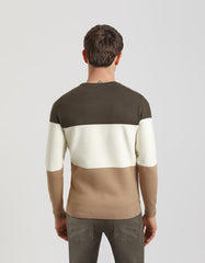 Colourblock viscose crew-neck sweater