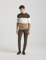 Colourblock viscose crew-neck sweater