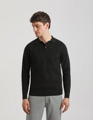 Long-sleeved viscose-blend polo shirt