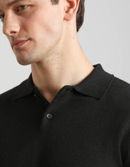 Long-sleeved viscose-blend polo shirt