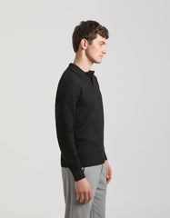Long-sleeved viscose-blend polo shirt