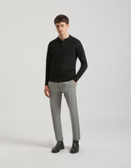 Long-sleeved viscose-blend polo shirt